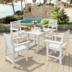 Arceso Patio Table and Chairs Set 5 Pieces, HDPS Weather Resistant Outdoor Dining Set, Square Outdoor Dining Table with 4 Patio Chairs - 1 of 4