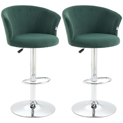Adjustable Velvet Swivel Bar Stools Set of 2 with Footrest for Kitchen Counter, Dining Room, or Home Bar