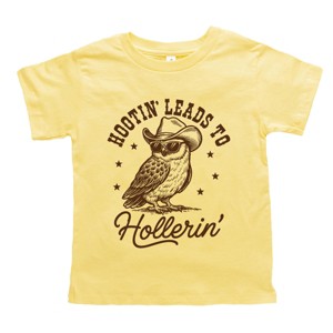 The Juniper Shop Hootin' Leads To Hollerin' Owl Toddler Short Sleeve Tee - 4T - Yellow - 1 of 4