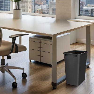 Black Polymer 35 Quart Pull-Out Trash Bin Set