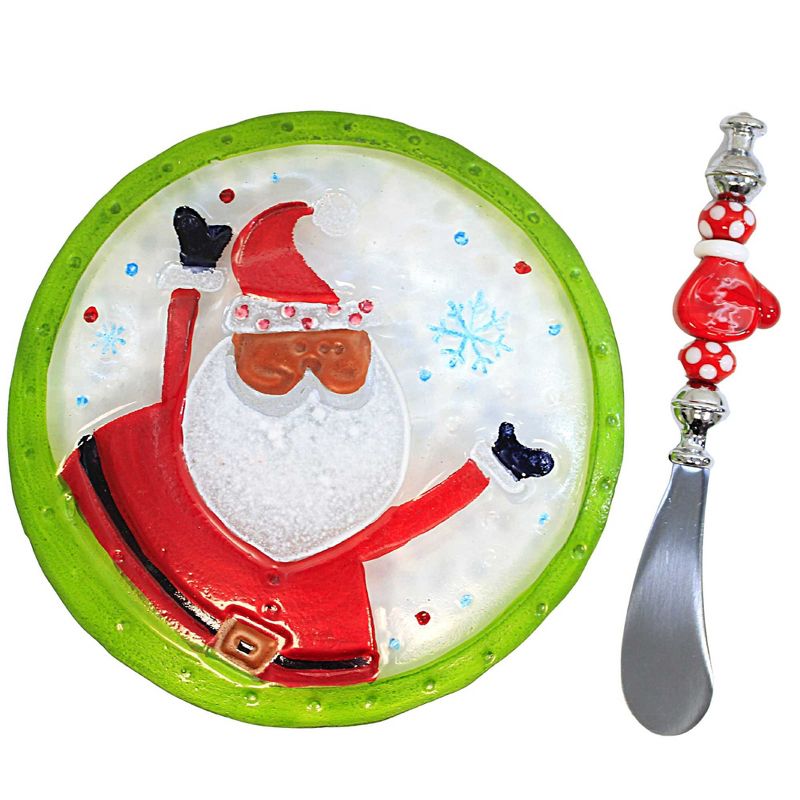 6.0 Inch Santa Hostess Set Pate Knife Appetizer Dip Bowl And Platters, 3 of 4