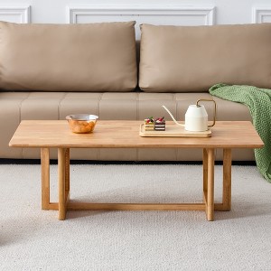 SYFERLORY log wind Imitation rattan tea table rectangular solid wood coffee table - 1 of 4