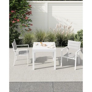 Jojoka Expandable Patio Table, 31"-63" Extentable Outdoor Dining Table Set for 4-6 People, Aluminum Frame with Wood Pattern for Backyard, Deck - 1 of 4