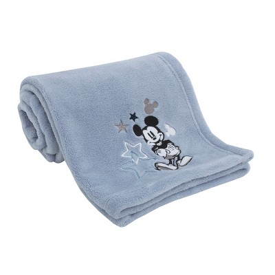 NoJo Disney Mickey Mouse Timeless Mickey Blue Super Soft Coral Fleece Baby Blanket