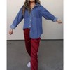 Women's Denim Contrasting Button Down Shirt - Mimosa - 2 of 3