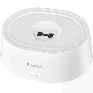 BENCMATE Pet Bowl No Spill Dog Water Bowl with Floating Disk and Water Filter with 2L, Pet Water Dispenser for Pet Family, White, 10.41"*3.93"*8.57" - 1 of 4