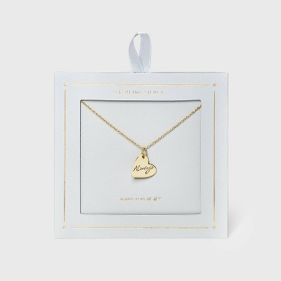 Gold Engraved 'Always' Heart Pendant Necklace - Gold