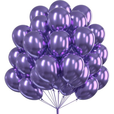PartyWoo Balloons Metallic Purple Chrome 12 Inch 50 pcs