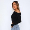 Clearlove One Off Shoulder Long Sleeve Tops for Women Ruched Going Out Crop Shirts Slim Blouse - 3 of 4