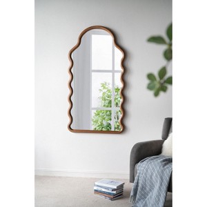 CAVINAS Novelty Wall Mirrors with Unique Frame,Farmhouse Wooden Accent Wall-Mounted Mirror,Decorative Mirror for Living Room,Entryway - 1 of 4