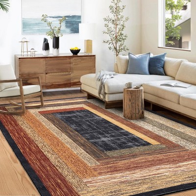 Modern Geometric Area Rug Non Slip Low Pile Stain Resistant Throw Rugs for Living Room Bedroom