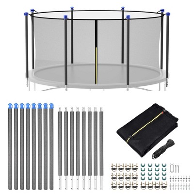 Yescom 15FT Trampoline Enclosure Net & Pole Replacement for 8 Straight Poles Trampoline