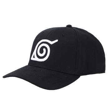 Naruto Anime Cartoon Embroidered Symbol Stretch Fit Black Snapback Hat For Men