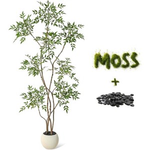 Artificial Tree with Pot, Large Fake Plant for Living Room, Office, Patio, Bathroom, Easy-Care Indoor/Outdoor Decor - 1 of 4