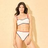 Women's Ribbed Contrast Binding Mid-Rise High Leg Medium Coverage Bikini Bottom - Shade & Shore™ Cream - 3 of 3