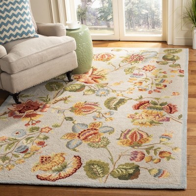Elysian Fields Light Blue Floral 6' x 9' Hand-Knotted Wool Rug