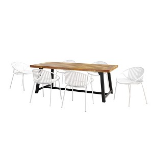 Christopher Knight Home Pablo 7 Pieces Outdoor Modern Dining Set with Stackable Chair - 1 of 4