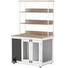 PawHut Furniture Dog Crate for Large Dogs, 39" Dog Kennel Furniture Side Table w/ Storage Shelf, Three Doors, Blackboard & Non-Slip Foot Pads, White - 4 of 4
