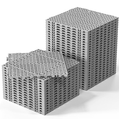 ROVSUN Interlocking Drainage Mat, 12’’x12’’ Drainage Tiles Interlocking, Soft PVC Floor Tiles, Non-Slip Drainage Holes