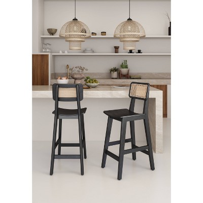 Ash Wood Black and Natural Cane Dining Chair