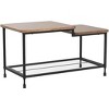2-Tier Industrial Coffee Table with End Table, Stacking Side Tables, Mesh Shelf Rectangle Storage Cocktail Table Metal Frame Nesting Table - 2 of 4