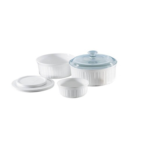 Rubbermaid Duralite Glass Bakeware 4pc (1.5qt And 2.5qt) Baking Dish Set  With Shadow Blue Lids : Target