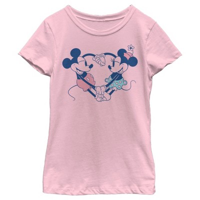 Girl's Disney Mickey and Minnie Heart T-Shirt