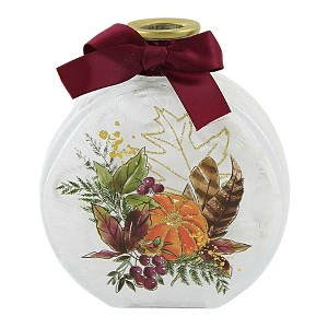 Stony Creek 4.5 Inch Fall Foliage Rounf Jar W/ Rope Pre-Lit Light Glass Pumpkin Novelty Sculpture Lights - 1 of 3