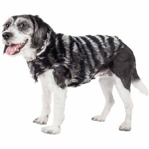 Pet Life (R) Luxe Chauffurry Zebra Patterned Designer Mink Fur Dog Coat - 1 of 4