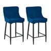 HomeRoots Set of Two 26" Blue and Black Velvet and Metal Low Back Counter Height Bar Chairs - 4 of 4