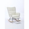 Modern Nursery Rocking Chair with Footrest, Teddy/Corduroy Upholstered Glider Chair with High Backrest & Solid Wood Legs - ModernLuxe - 4 of 4