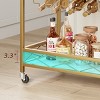 Gold Bar Cart, 2 Tier Serving Cart with Wheels,  Marble Finish Wood Shelf, Wine Rack & Glass Holder for Kitchen, Living Dining - 3 of 4