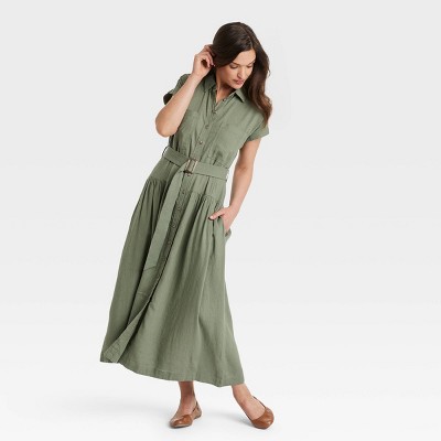 Women's Short Sleeve Belted Midi Shirtdress - Universal Thread™ : Target