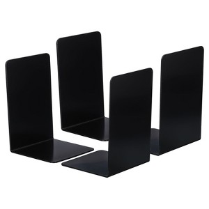 Unique Bargains Acrylic L-shaped Smooth Rounded Corner Book Ends - 1 of 4