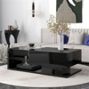 RISOKEYS Coffee Table with Tempered Glass - Wooden Cocktail Table with High - gloss UV Surface, 2 - Tier Rectangle Center Table for Living Room - 2 of 4