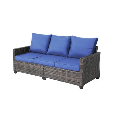 Decksplore 3-Seat Wicker Sofa All-Weather PE Rattan with Cushions Outdoor Patio Essential