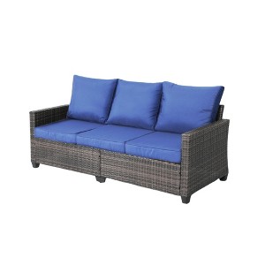 Decksplore 3-Seat Wicker Sofa All-Weather PE Rattan with Cushions Outdoor Patio Essential - 1 of 4