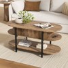 WOWLIVE 41.7" Oval Lift Top Coffee Table with Hidden Compartment, 3 Tier Fluted Wood Center Tables with Storage Shelf for Living Room - 2 of 4