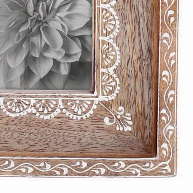 Natural Wood 4 x 6 inch Henna Pattern Decorative Wood Picture Frame - Foreside Home & Garden, 4 of 5