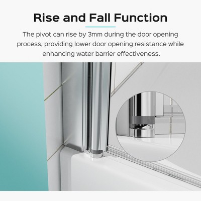 34" W x 58" H Frameless Chrome Glass Shower Door