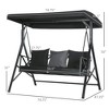 CAVINAS 3-Seat Patio Swing Chair,Porch Swing with Cushion,3 Throw Pillows and Adjustable Tilt Canopy,Outdoor Swing for Poolside,Backyard,Garden - 3 of 4