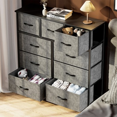 RISOKEYS Classic Wide Fabric Closet Dresser,with Storage Drawers, Chests Organizer,TV Stand with Metal Frame for Clothes,Living Room,Hallway