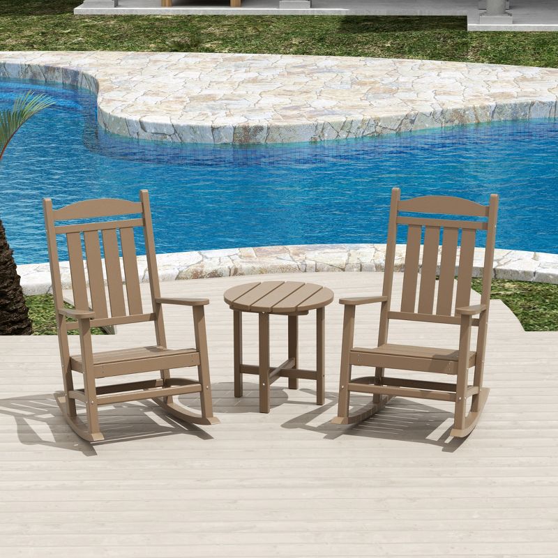 WestinTrends 3 Piece Outdoor Porch Rocking Chairs with Round Side Table Set, 2 of 3