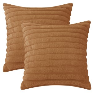 Unique Bargains Plush Faux Fur Throw Solid Striped Soft Sofa Living Room Pillow Covers 2 Pcs - 1 of 4
