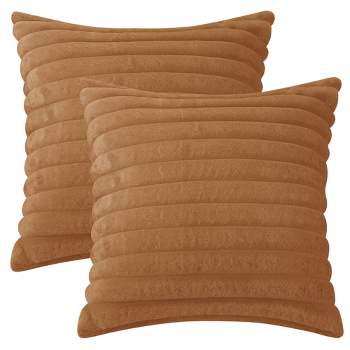 Unique Bargains Plush Faux Fur Throw Solid Striped Soft Sofa Living Room Pillow Covers 2 Pcs