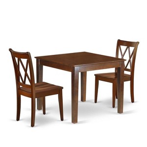Mid-Century Dining Set - 3Pc Square Table & Chairs - 36 Inch Retro Design - Modern Comfort - 1 of 4