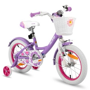 HILAND Petal Girls Kids Bike, White Pink Purple Kids Bicycle - 1 of 4