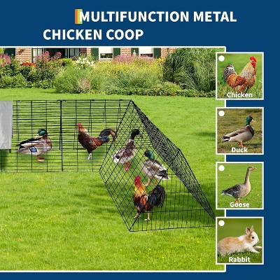 Coucheta Portable Outdoor Chicken Coop - Sturdy Metal Construction with Protective Cover & Tunnels for Hens, Ducks, Rabbits and Other Poultry