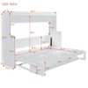 Full/Queen Size Murphy Bed Wall Bed with Hydraulic Lift and Desk Design, White/Gray-ModernLuxe - 3 of 4