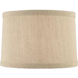 Springcrest Taupe Linen Small Hardback Drum Lamp Shade 15" Top x 16" Bottom x 11" Slant x 11" High (Spider) Replacement with Harp and Finial